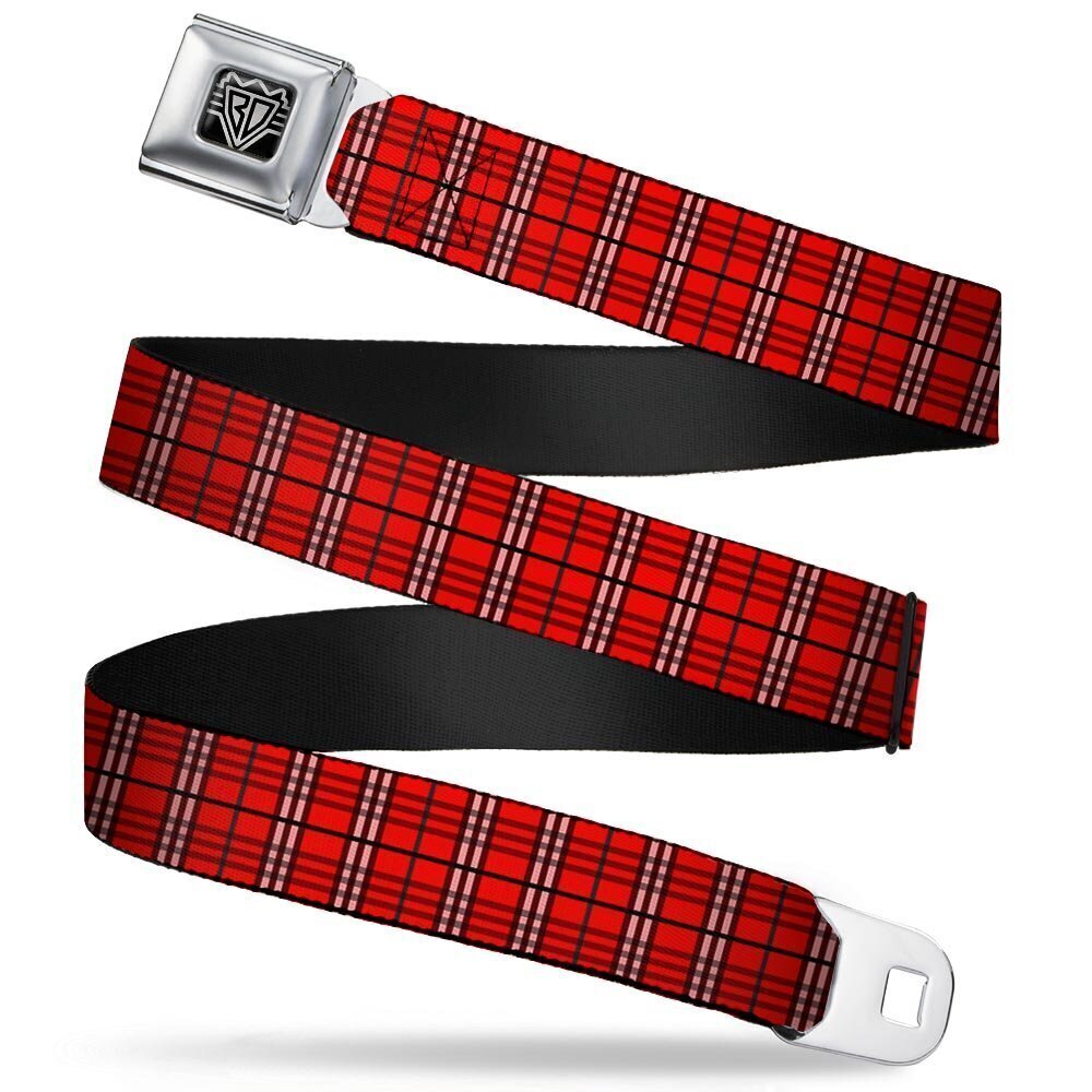 8458 Seatbelt Belt - Plaid Red - 1.0" Wide - 20-36 Inches in Length
